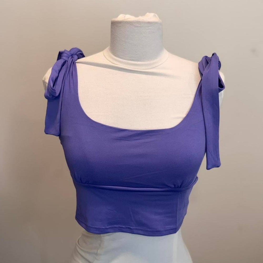 Purple Tie Shoulder Crop Top 💜✨